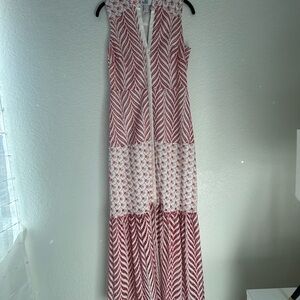 Belle Badgley Mischka Red and White Crochet dress